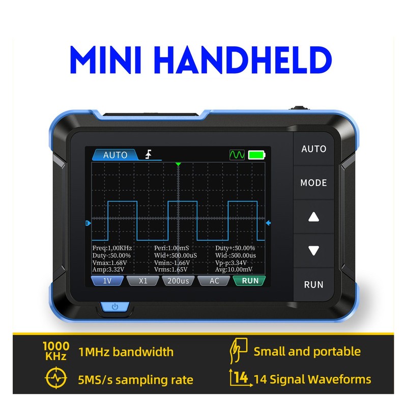 Handheld Mini Oscilloscope 2.8in TFT 1M Bandwidth 5.0MS/s Sampling Rate