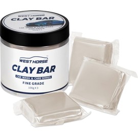 WEST HORSE Light Clay Bars Auto Detailing, Clay Bar for Cars Paint Protective Film, Paint Surface, Plastic and Metal Detailing(3x100g,White,Light)