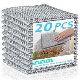 Sunyuneey Non-Scratch Metal Wire Dishcloth, Quick Cleaning Without Leaving Marks, Easily removes Stubborn Stains, Suitable for Various Surfaces, Metal Wire Dishcloth Cleaning Power (20)