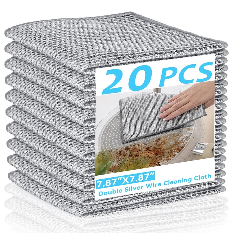 Sunyuneey Non-Scratch Metal Wire Dishcloth, Quick Cleaning Without Leaving Marks,
