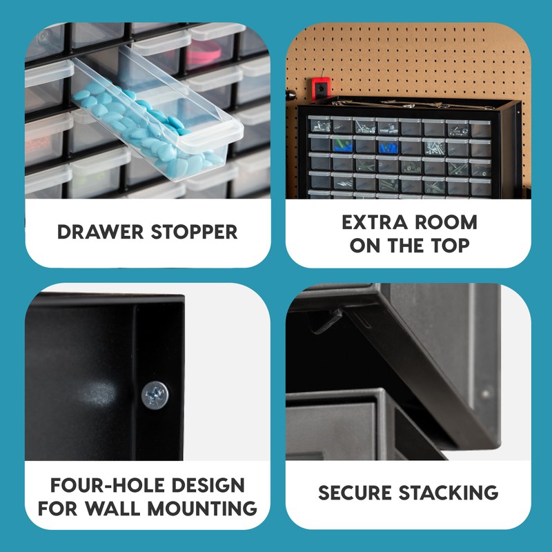 IRIS USA Bead Organizer Drawers, 64-Drawer, Screw Tool Electronics Hardware