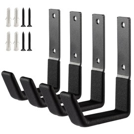 SINCHEEWAY Heavy Duty Steel Garage Hooks, Garage Storage Utility Hooks, Heavy Duty Garage Garden Tool Organizer, Steel Wall Mount Hooks, Garden Hose Hanger, Steel Garden U Hooks (4, Small)