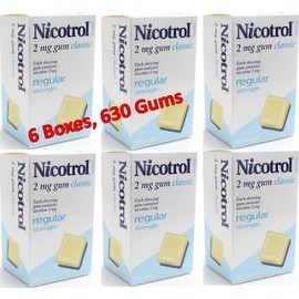 Nicotrol Nicotine Gum 2mg Classic. 6 Boxes of 105 Gums. Total 630. Exp 10/2026.