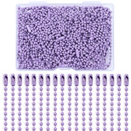 Lemonkey 100Pcs Ball Beads Chains Bulk,Purple Keychains Rings Metal Chain,4 Inch Dog Tag Metal Small Chains with Connectors for Hanging Decoration