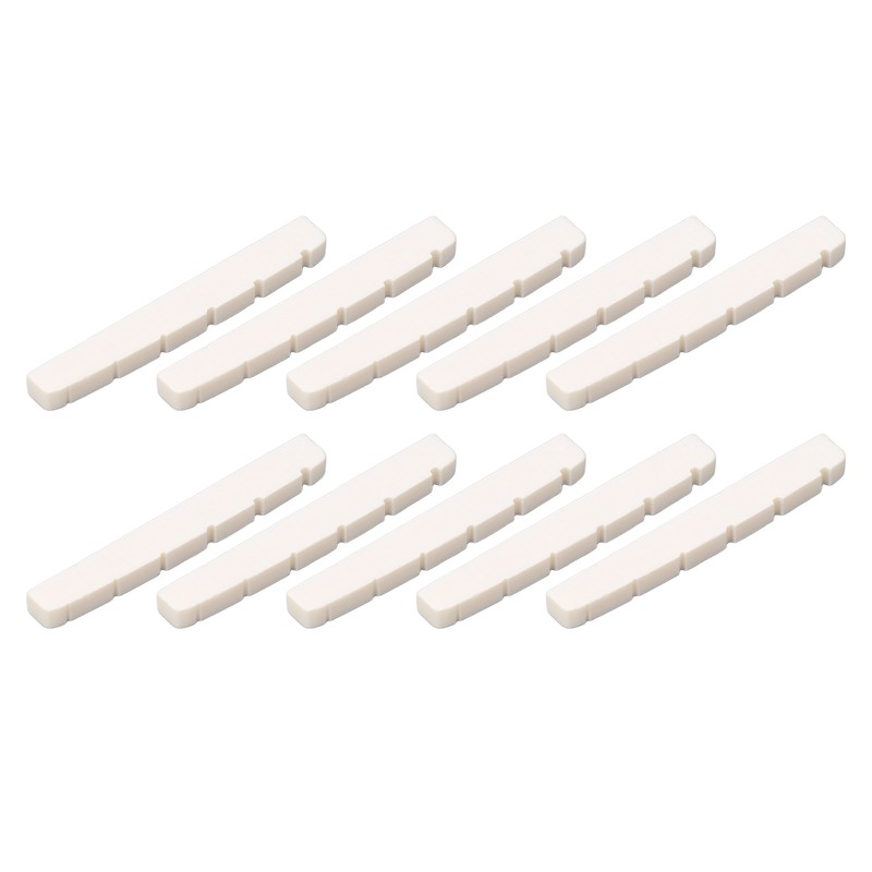 10Pcs Guitar Slotted Bone Nut Flat Bottom 6 String Electric