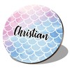 1 x Round Coaster - Name Christian Mermaid Scales Fish