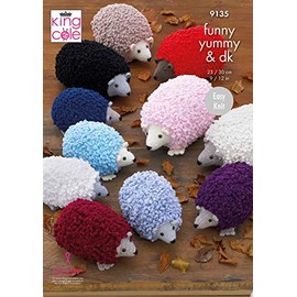 King Cole 9135 Knitting Pattern Easy Knit Toy Hedgehogs in Funny Yummy