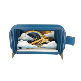 Message in a Bottle Greeting Cards - BI-PLANE AND RAINBOW