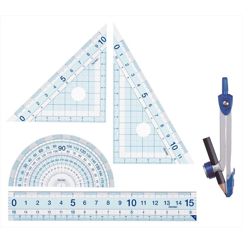 Raymei Fujii APJ907 Ruler Set, Teacher's Recommendation, Large, Transparent