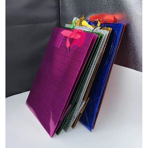 GiftWrap Etc. 12pcs Christmas Gift Bags Strong huge Laser Glitter