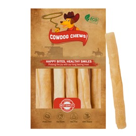 Cowdog Chews Collagen Sticks 6" (10 Pack) - Odor-Free, All Natural Collagen Dog Chews for Healthy Joints, Skin & Coat. Best Rawhide and Bully Stick Alternative Filled with Beefhide Goodness.