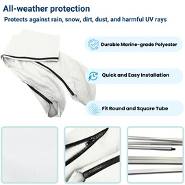 Savvycraft Bimini Top Storage Boot 54"-60" Width White Color, Waterproof UV Protection Bimini Top Replacement Boot, Fit Round and Square Tube