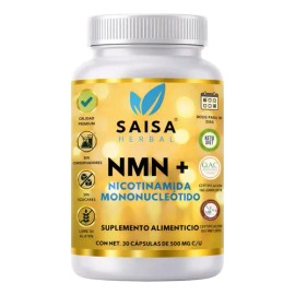 Nmn 500 mg 30 cápsulas | Precursor Nad+ | Suplemento Alimenticio| Sin gluten | Antienvejecimiento Natural | Energía y enfoque | Juventud celular