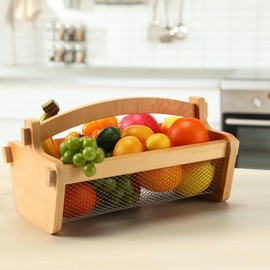 Teenyyou Garden Harvest Basket Large Mesh Storage Basket with Handle Versatile Gardening Fruits Vegetables Gathering Basket Garden Supply Gardener Gift for Christmas Washing Holding