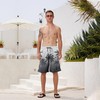 FT FENTENG Mens Swim Trunks for Men, Black Grey Palm