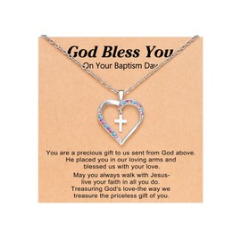 PINKDODO Baptism Gift Religious Baptism Gifts for Teen Girls Easter Gifts for Kids Goddaughter Cross Necklace