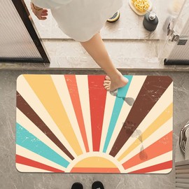 Bath Mat Rug,Vintage Sun Non-Slip Super Absorbent Quick Drying Bathroom Floor Mat,Fit Under Door,Easy to Clean,Shower Rug for Shower Sink Bathtub(16" x 24"Rectangle)