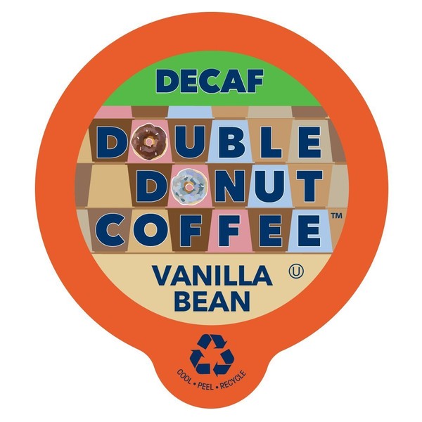 French Vanilla Coffee Medium Roast Flavored Decaf Coffee Pods for Keurig K Cups Makers from Double Donut, 96 Capsules