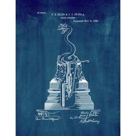 Cigar Lighter Patent Print Midnight Blue (5" x 7") M12809