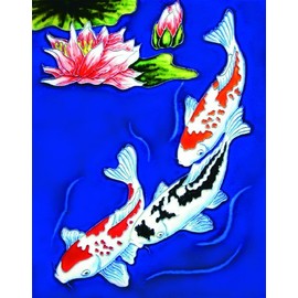 Koi Fish - Decorative Ceramic Art Tile - 11"x14" En Vogue