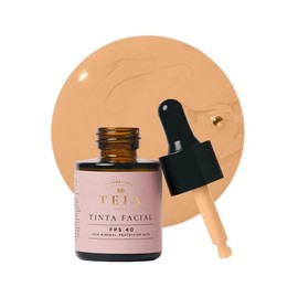 TEIA COSMETICOS Tinta de Maquillaje FPS 40 100% mineral - Escualeno y Vitamina E - Cobertura media 20ml tono BRONCEADO