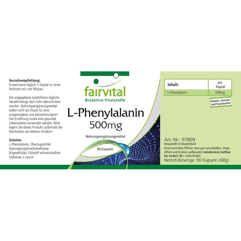 Fairvital L-Phenylalanine 500 mg – High Dose – Vegan –