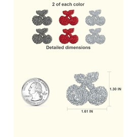 DoDoBeads 6 Pcs Bling Big Cherry Junk Case Charms Bulk – Mixed Colors Charms for Junk Cases, Resin & Rhinestone Cherry Junk Charm with Flat Backs, Easy to Use