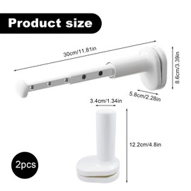 ZIJANG Foldable Clothes Hooks, Pack of 2 Travel Clothes Hangers, Extendable, Portable Clothes Airer Door, for 7 Garments, for Windowsill, Wardrobe, Cupboard