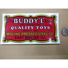 Vintage Repop BUDDY L Tin Wind Up Toy Truck Decal Sticker 6 x 3 Inch