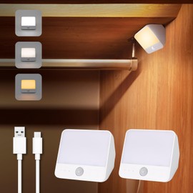 DAZZY DOT Motion Sensor Light Indoor Rechargeable, Battery Night Light 2000mAh, Motion Activated Night Lights Stick on 2 Pack, Dimmable Stair Lights for Bathroom, Hallway, Kitchen, Traveling