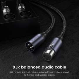 MOSWAG XLR to XLR Microphone Cable 10FT, XLR Male to XLR Female Cable, Balanced 3 PIN XLR Microphone Cable Compatible with Mic Mixer, Microphone, Recording Studio, Behringer, Speaker Systems