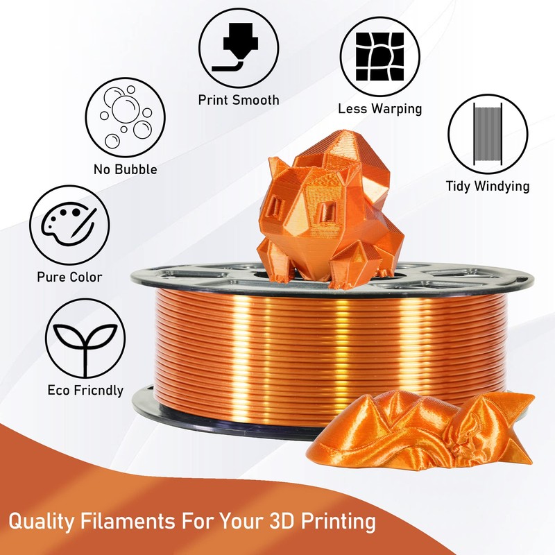 MIKA3D 1KG Silk Metal Luster Surface Shiny Red Copper PLA