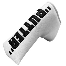 White Golf Blade Putter Head Cover Headcover Magnetic Letter Putter Golf Headcover - Premium Synthetic Leather Putter Cover for Golf Clubs fits for Most Brands