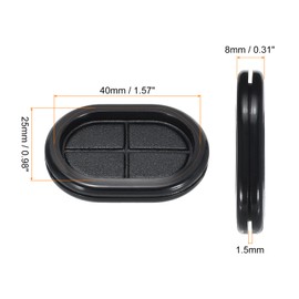 sourcing map Rubber Grommet Mount Size 40 x 25 mm Oval Double-Sided for Wire Seal Protection 4pcs