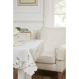 Emma Barclay Rosie Embroidered Doyley in Cream - 12" (30cm) Round