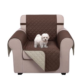 U-NICE HOME Recliner Chair Covers Reversible Chair Cover Pet Covers for Dogs with Elastic Straps Water Resistant Diamond Quilted (23''Armchair, Coffee/Beige)