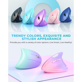 Lekvey Ergonomic Mouse, Vertical Wireless Mouse, Rechargeable 2.4G Optical Carpal Tunnel Mice with USB Receiver: 1000/1200 / 1600 DPI, 6 Buttons, for Laptop, Computer, PC, Desktop, Notebook, White