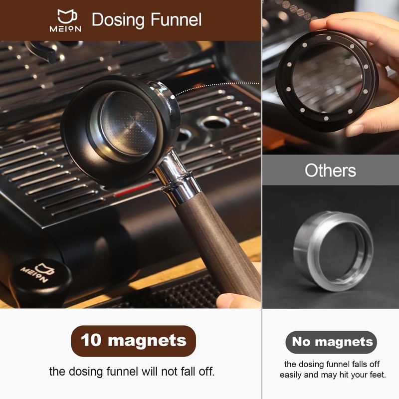 MEION 58mm Dosing Funnel, Magnetic Espresso Dosing Funnel Coffee Funnel