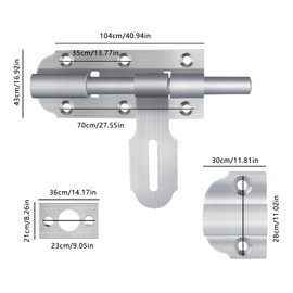 Bolt Door Bolt Stainless Steel 135 x 43 mm Garden Gate Lock Bolt Sliding Lock Bolt Thickening Door Lock Bolt House Door Stable Door Lock Bolt Lockable