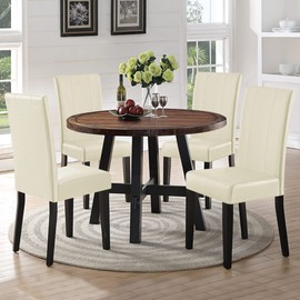 SUBRTEX Dining Chairs Set of 2, Cream(pu), Modern, Waterproof PU, High-End Kitchen Side Chairs for Dining Room, Living Room, Restaurant