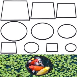 PAGOW 10pcs Fish Feeding Rings Set, Floating Aquarium Plant Corral, Round & Square Fish Feeder Rings for Fish Tank, Floating Plant Ring, Fish Tank Aquarium Accessories for Betta (Black)