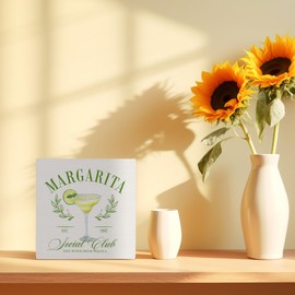 FHUGX Margarita Bar Sign，Margarita Decor Wooden Sign,Margarita Cocktail Home Bar Decor, Retro Cocktail Sign for Home Bar Kitchen Decor, Margarita Decor, Bar Cart Decor