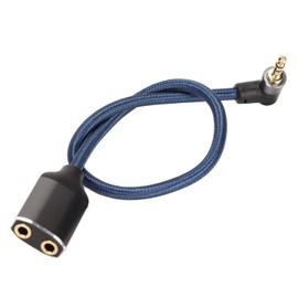 Headphone Audio Splitter Cable Gold Plated 90 Degree Right Angle 3.5mm Male to 2 Female Jacks Connect Two Sets of Headphones to Smartphone Tablet Laptop