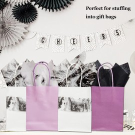 LIAPAWPAW Tissue Paper, 30 Sheets Fashion Black White Tissue Paper for Gift Bags & Packaging, Matte Marble Dandelion Gift Wrapping Tissue Paper for Birthday Party Decor Diy Crafts,19.7x13.8inch