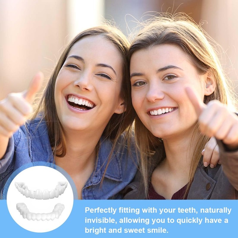 Teegxddy 4 Pairs Instant Veneers Dentures,Clip on Veneers Top and