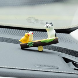 YGMONER Car Dashboard Cat Figurines Orange Tulip Flower Car Interior Decor Accessories Cute Kitty Mini Decorations for Women (Seesaw Board)