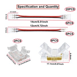 HUAZIZ Pack of 20 2-Pin LED Strip Connector, LED Strip Connector Adapter, 2-Pin Connection Cable Connector for 8 mm Wide SMD 3528 2835 Plain LED, Strip Stripes, No Soldering with Screwdriver