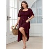 SHESTARR Plus Size Summer Dress Short Sleeve Square Neck Tie