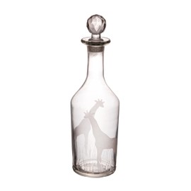 Creative Co-Op 20-Ounce Etched Glass Decanter with Giraffes and Glass Stopper, Clear