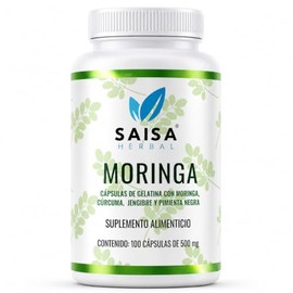 Moringa con Cúrcuma y Pimienta Negra  Suplemento Alimenticio  100 Cápsulas  Saisa Herbal